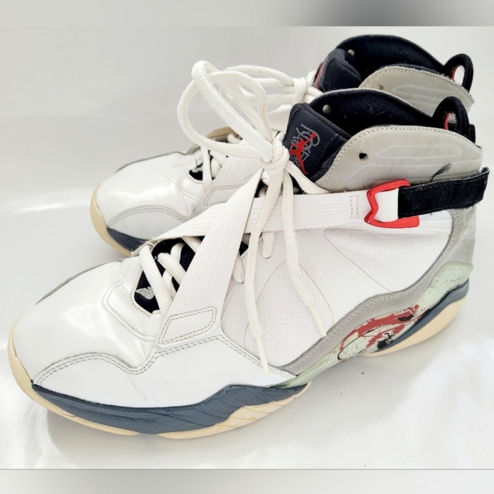Air Jordan 8.0 Bugs Bunny Red,White, Flint Gray Leather Sneakers Men's 10.5